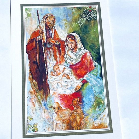 Vintage # 717 Holy Birth Stojan Zafred Mouth Painter Greeting Card ￼￼Religious - Picture 1 of 11